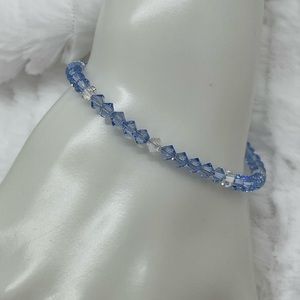 Swarovski Crystal 925 Sterling Silver Blue and Clear Crystal Bracelet